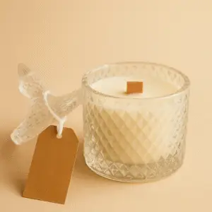 natūrali sojų vaško žvakė skaidriame stikliniame indelyje (130 ml)